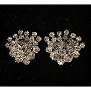 Juliana Rhinestone Clip On Earrings Fan Shaped 2 Tier